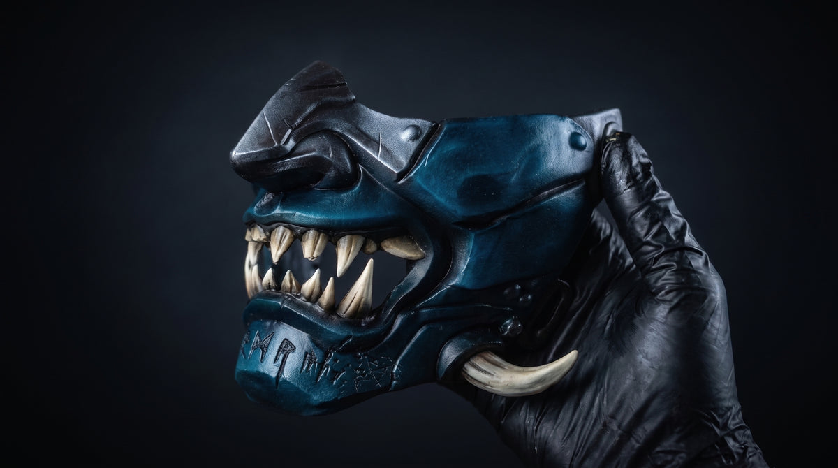 Custom 1-of-1 Oni Mask: Black-Ice