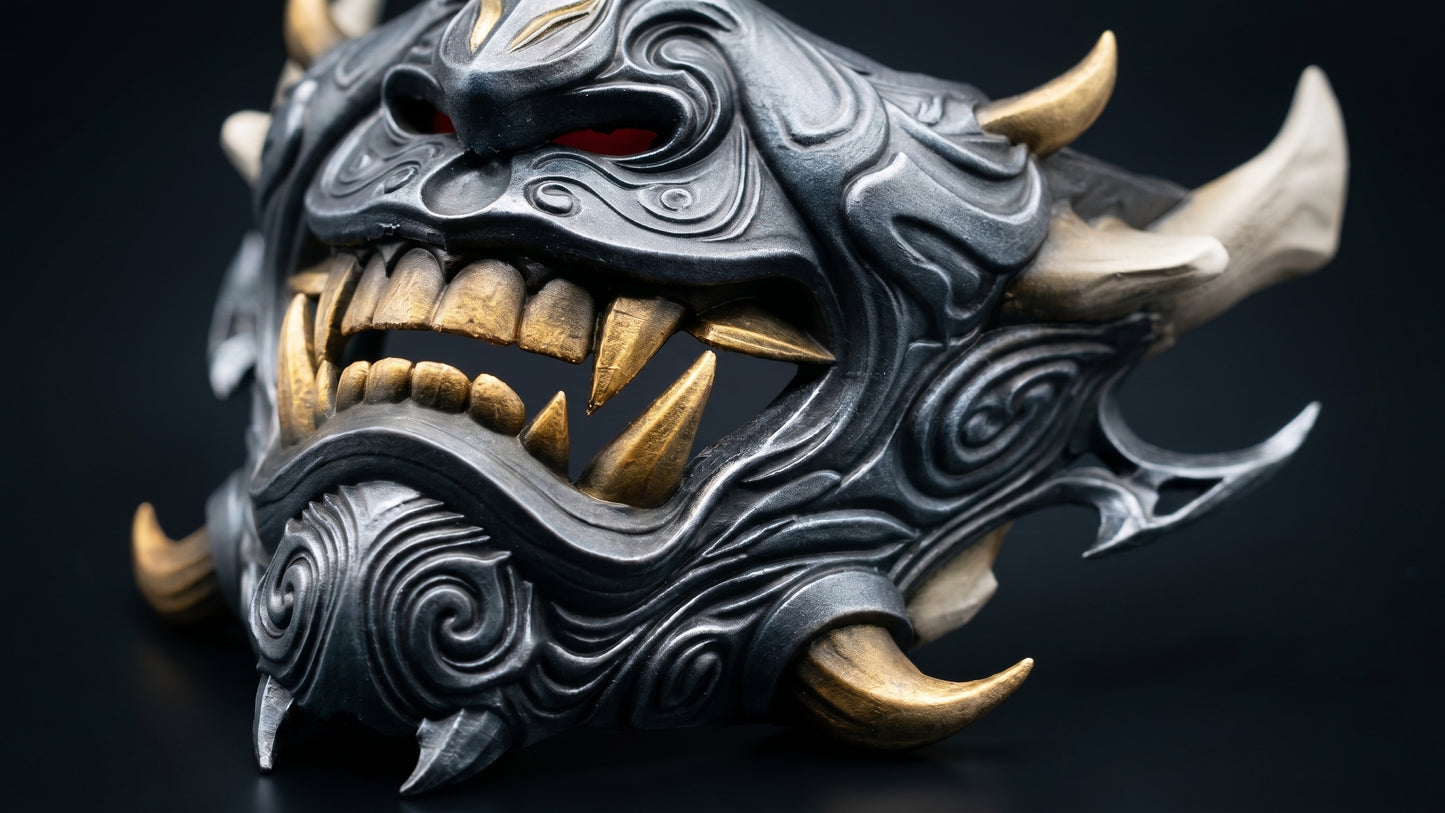 Custom 1-of-1 Oni Mask: Kurogane Gold