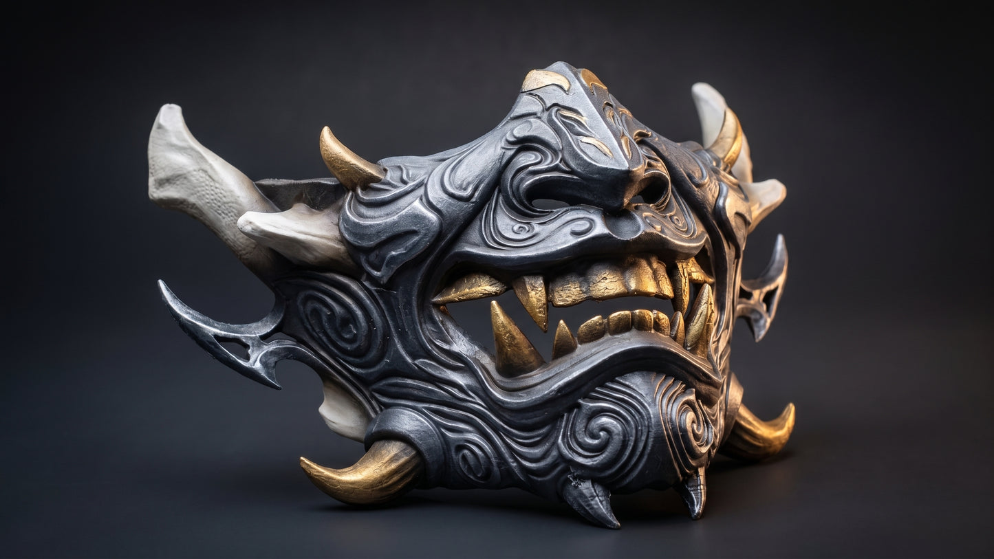 Custom 1-of-1 Oni Mask: Kurogane Gold