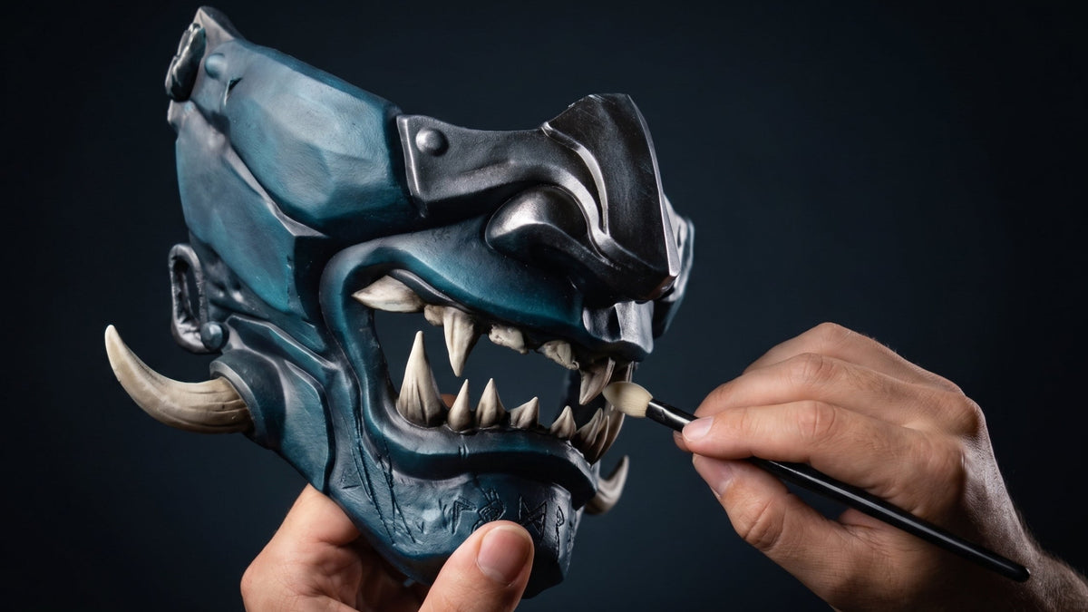Custom 1-of-1 Oni Mask: Black-Ice