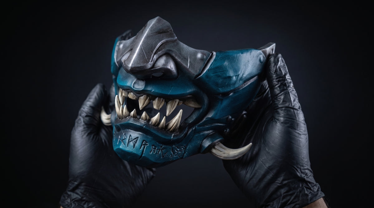 Custom 1-of-1 Oni Mask: Black-Ice