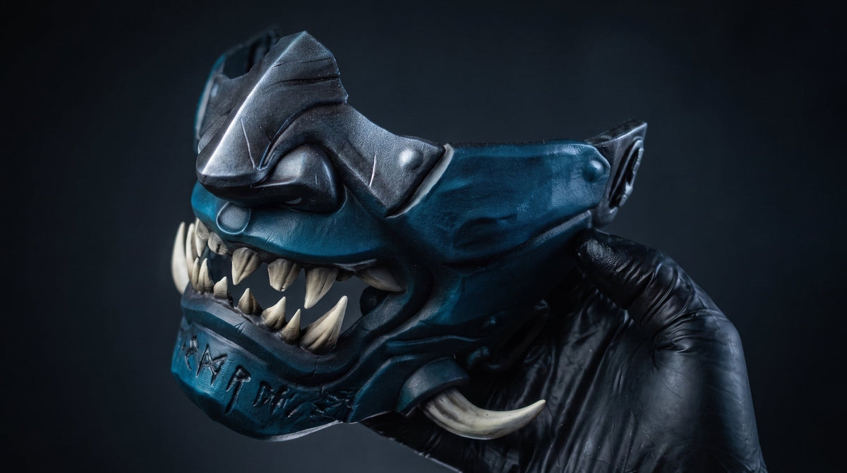 Custom 1-of-1 Oni Mask: Black-Ice